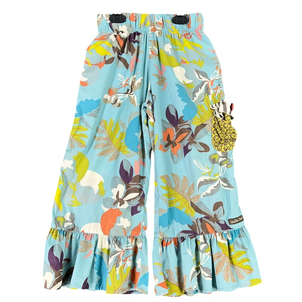 Matilda Jane Ruffle Hem Wide Leg Pants Girls 8 Tropical Floral Casual Everyday